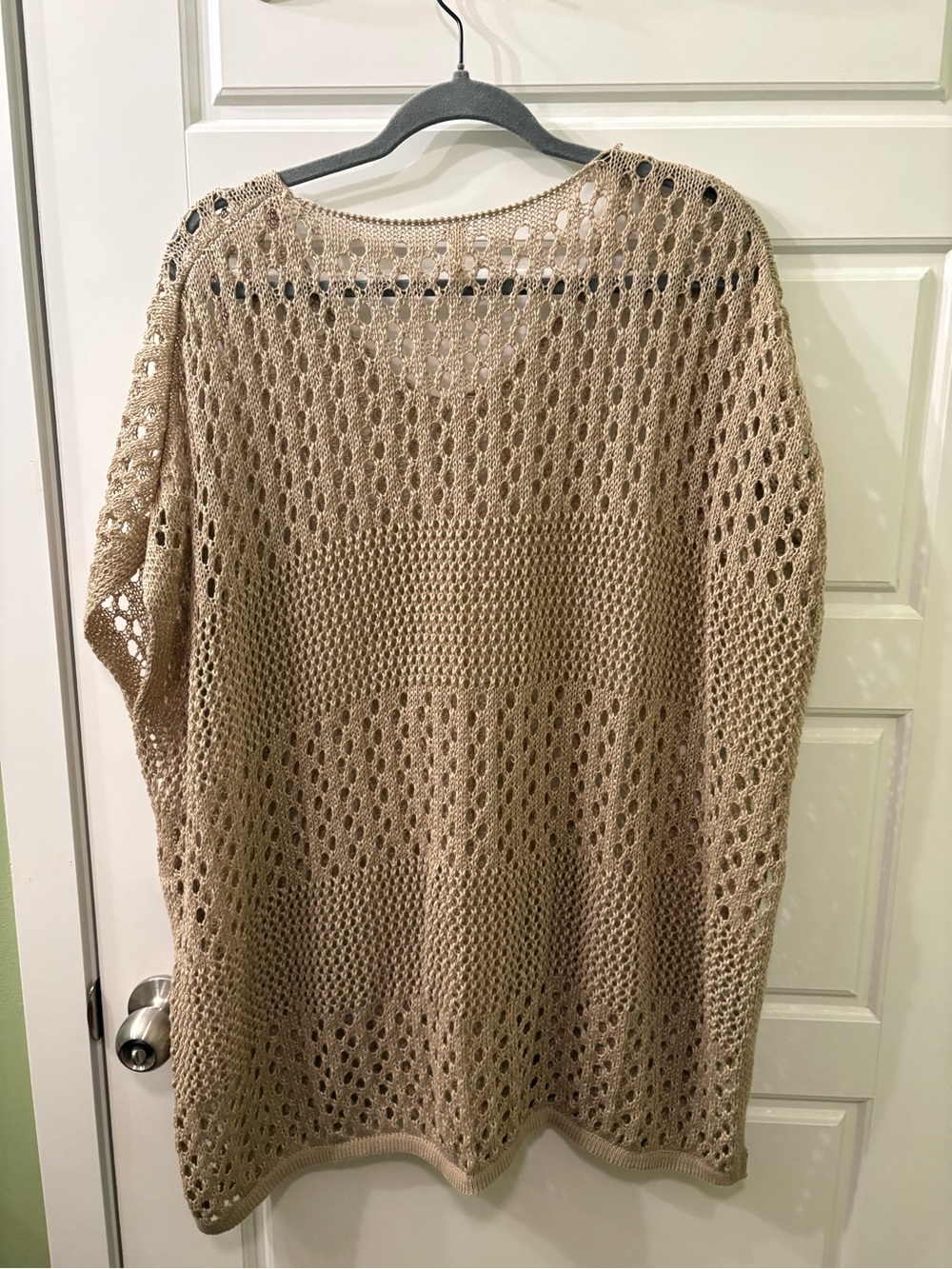 Boho Coachella Stagecoach Women’s Crochet Swim Coverup Tunic in Beige